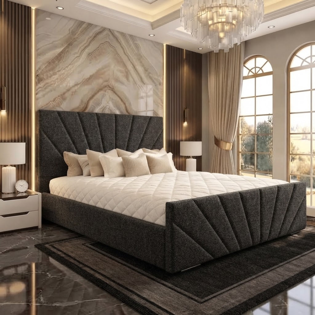 Sunrise Upholstered Ottoman Bed - Black Chenille