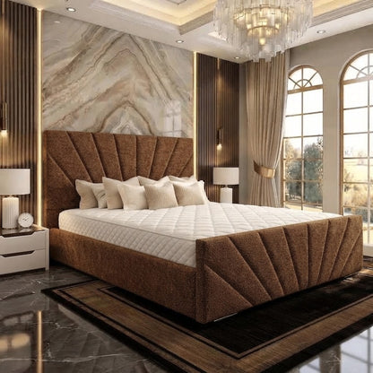 Sunrise Upholstered Ottoman Bed - Brown Chenille
