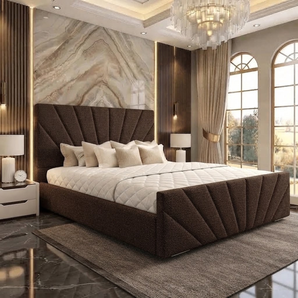 Sunrise Upholstered Ottoman Bed - Brown Naples