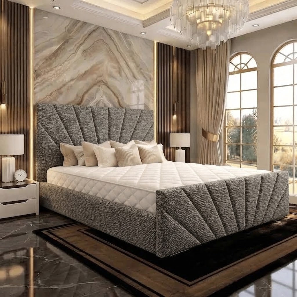 Sunrise Upholstered Ottoman Bed - Charcoal Chenille