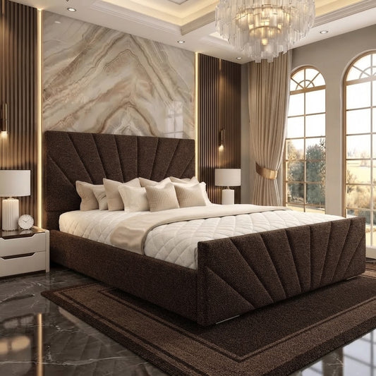 Sunrise Upholstered Ottoman Bed - Chocolate Plush Velvet