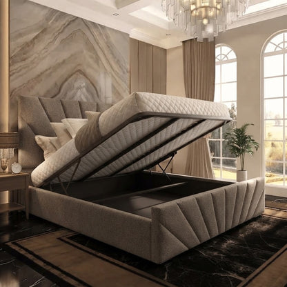 Sunrise Upholstered Ottoman Bed - Clay Wool