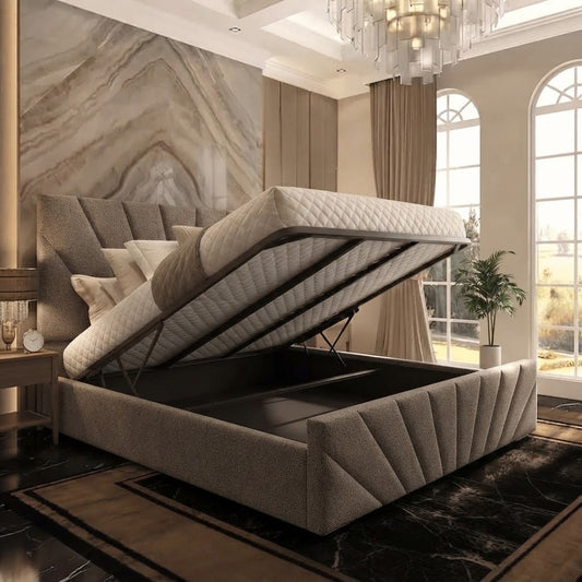 Sunrise Upholstered Ottoman Bed - Clay Wool