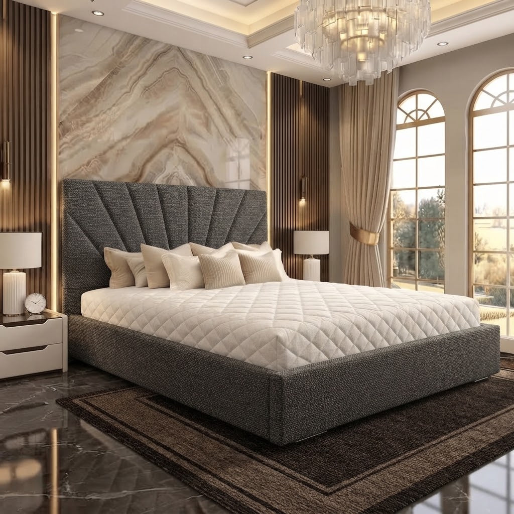 Sunrise Upholstered Ottoman Bed - Graphite Linen
