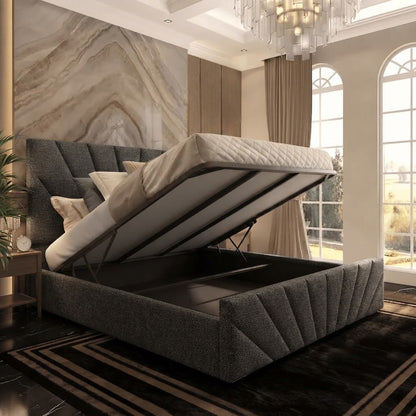 Sunrise Upholstered Ottoman Bed - Graphite Linen