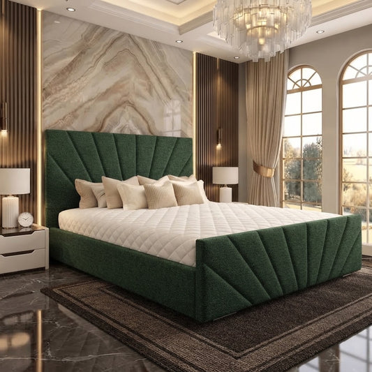 Sunrise Upholstered Ottoman Bed - Green Plush Velvet