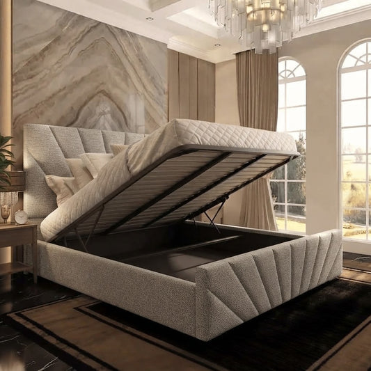 Sunrise Upholstered Ottoman Bed - Grey Chenille