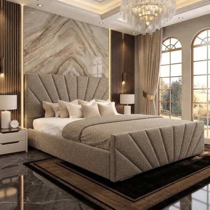 Sunrise Upholstered Ottoman Bed - Mink Chenille