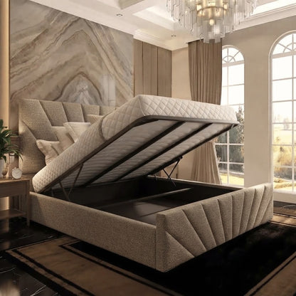 Sunrise Upholstered Ottoman Bed - Mink Chenille