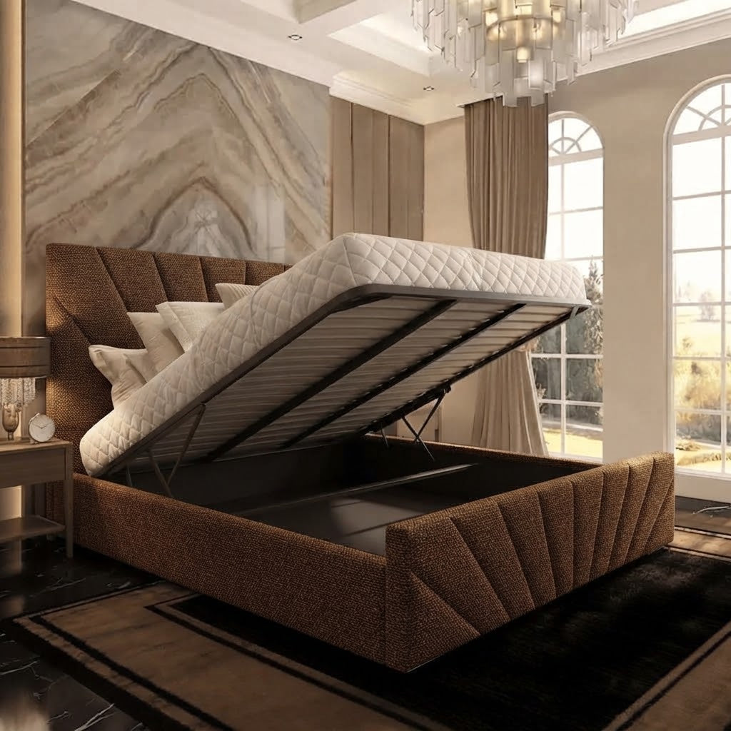 Sunrise Upholstered Ottoman Bed - Mink Naples