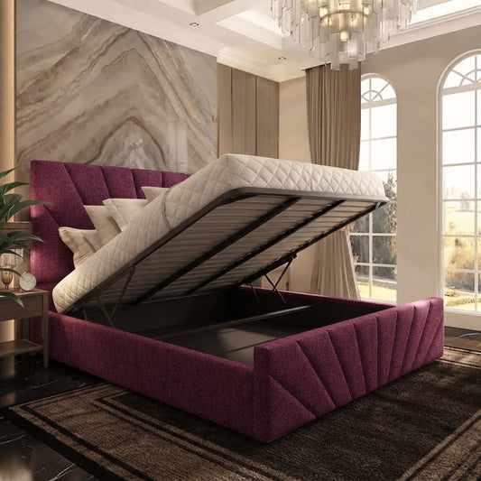 Sunrise Upholstered Ottoman Bed - Purple Plush Velvet