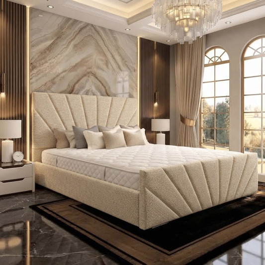 Sunrise Upholstered Ottoman Bed - Putty Linen