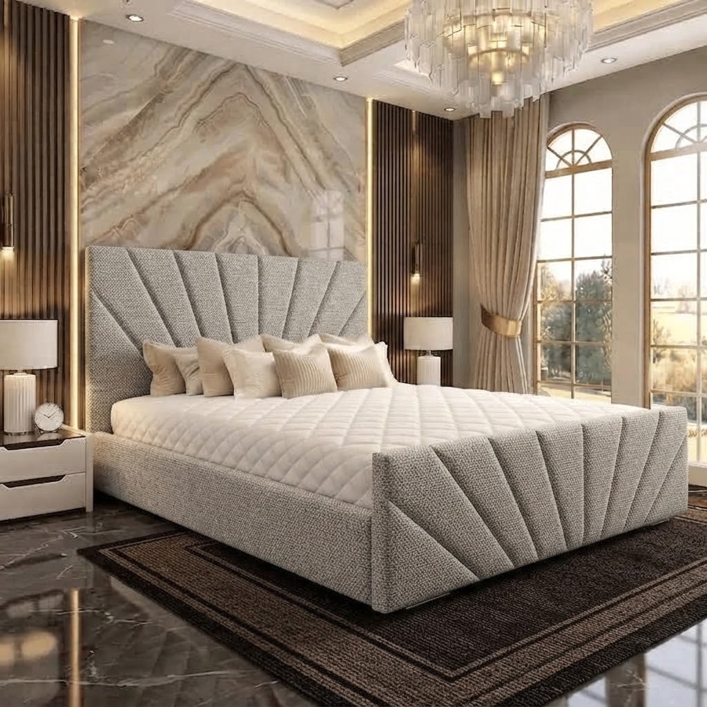 Sunrise Upholstered Ottoman Bed - Sage Linen