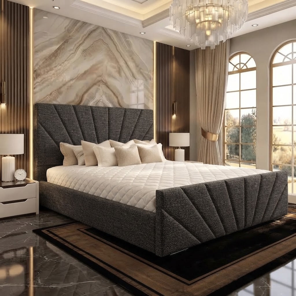 Sunrise Upholstered Ottoman Bed - Silver Naples