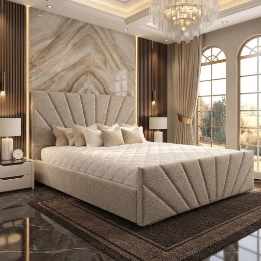 Sunrise Upholstered Ottoman Bed - Silver Plush Velvet