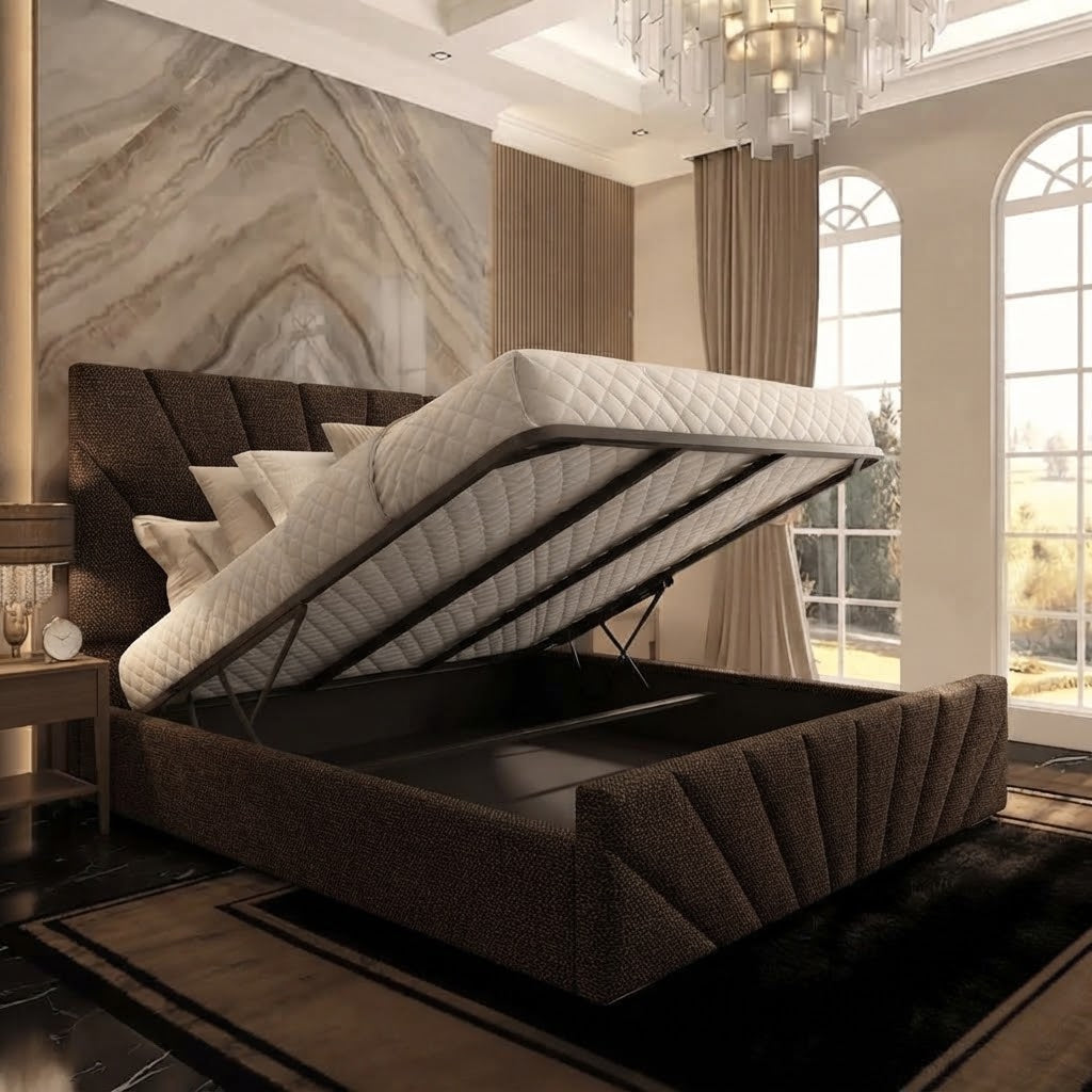 Sunrise Upholstered Ottoman Bed - Slate Grey Naples