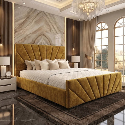 Sunrise Upholstered Ottoman Bed - Tumeric Plush Velvet