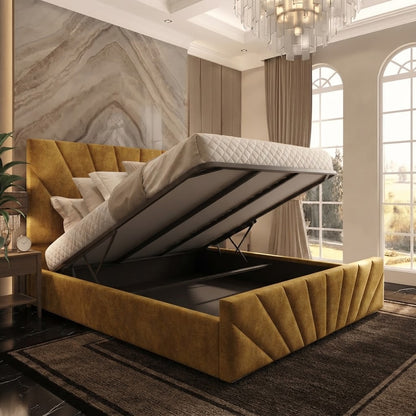 Sunrise Upholstered Ottoman Bed - Tumeric Plush Velvet