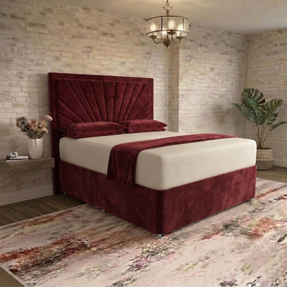 Sunrise Divan Bed - Burgundy Plush Velvet