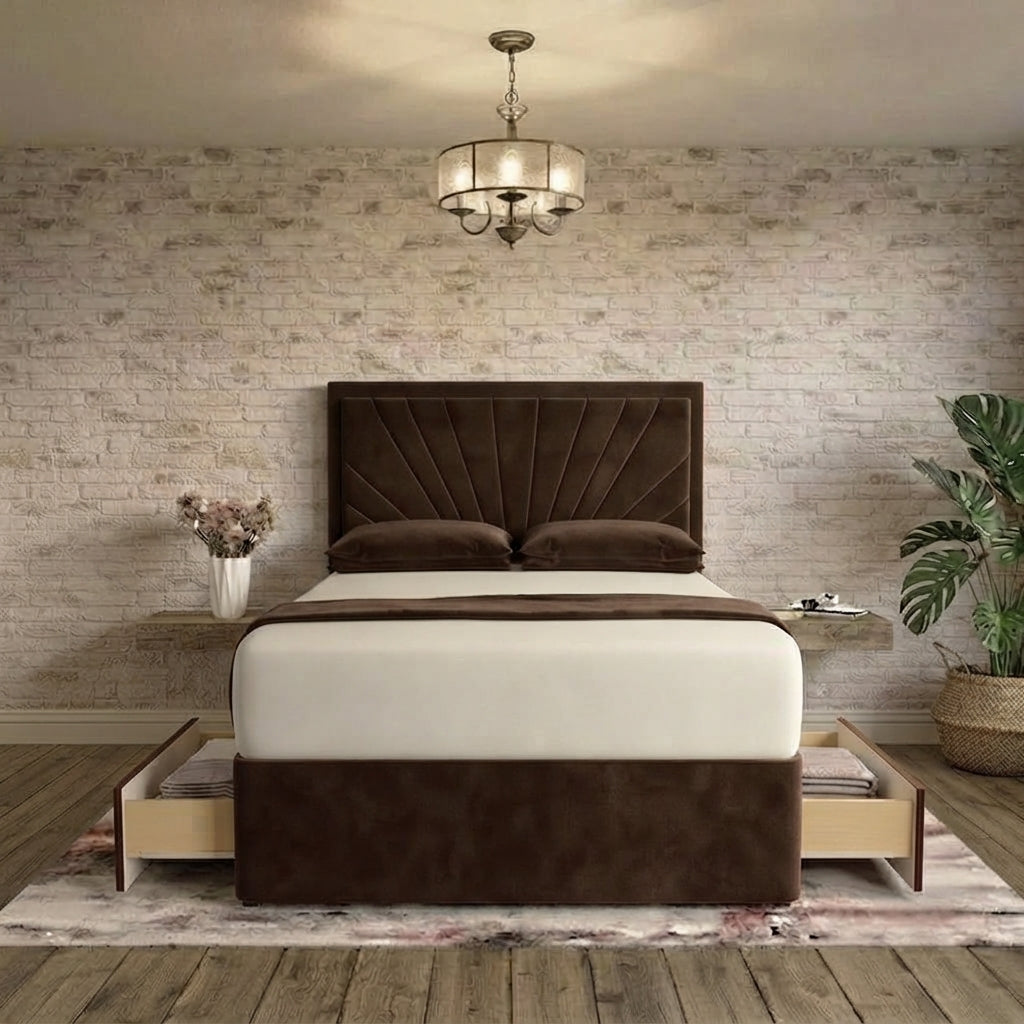 Sunrise Divan Bed - Chocolate Plush Velvet