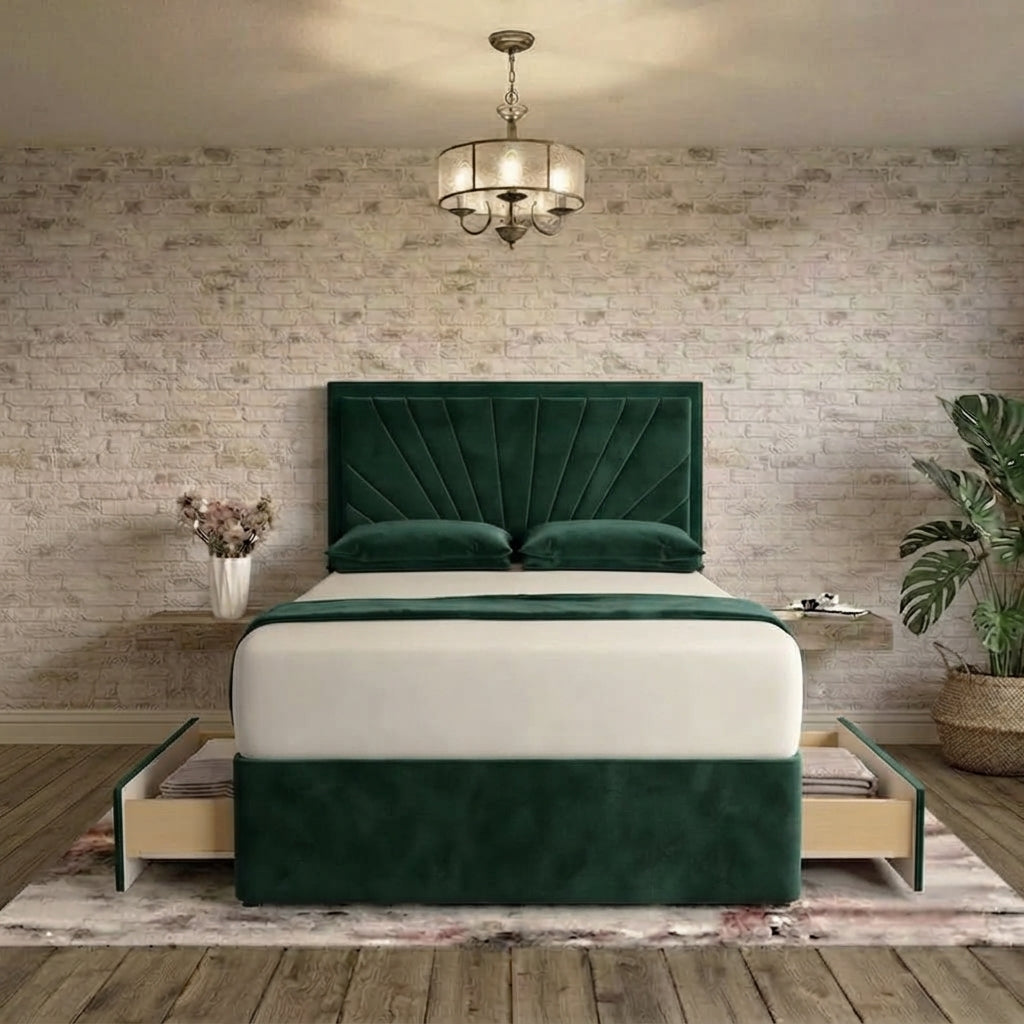Sunrise Divan Bed - Green Plush Velvet