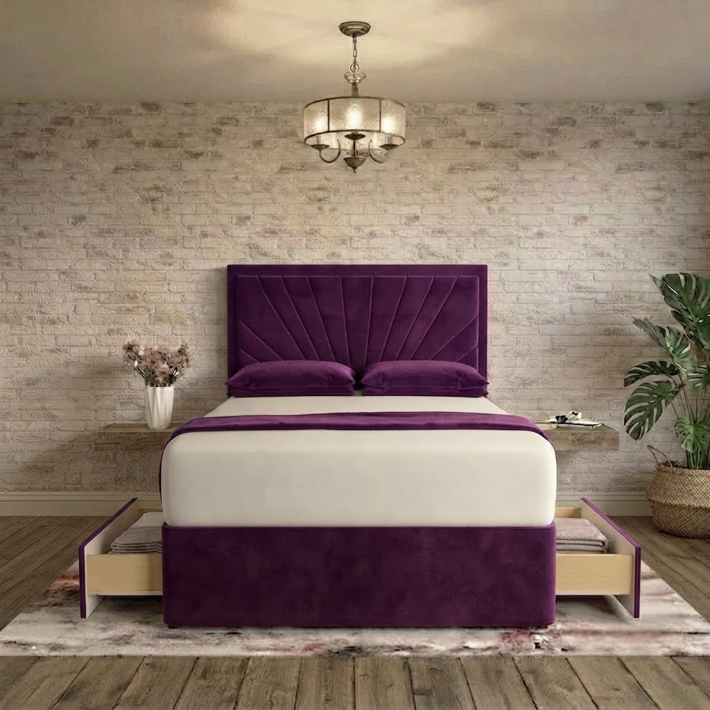 Sunrise Divan Bed - Purple Plush Velvet