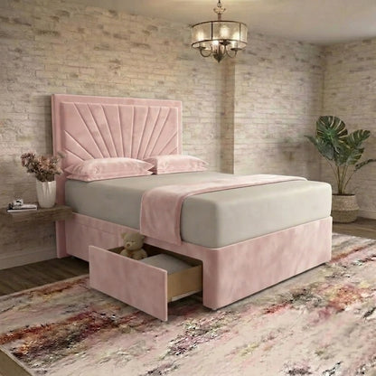 Sunrise Divan Bed - Soft Pink Plush Velvet