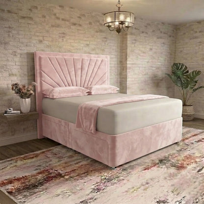 Sunrise Divan Bed - Soft Pink Plush Velvet