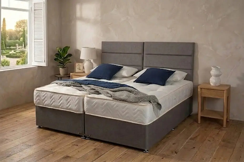 Signature Executive Zip and Link 1000 Pocket Sprung Divan Bed Set - Charcoal Linen