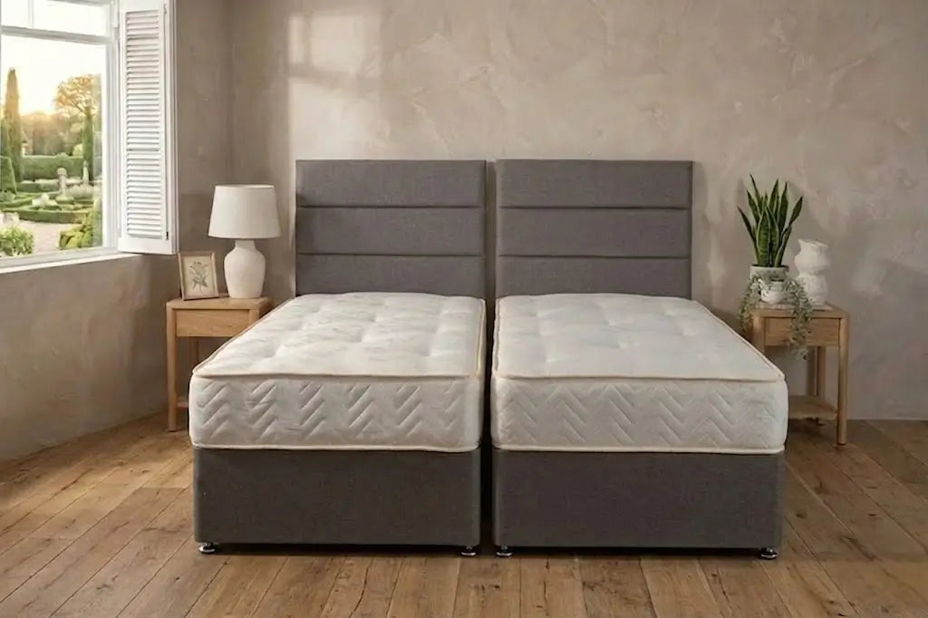 Signature Executive Zip and Link 1000 Pocket Sprung Divan Bed Set - Charcoal Linen