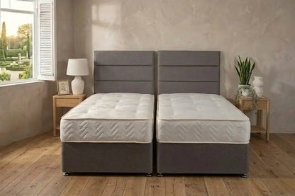 Signature Executive Zip and Link 1000 Pocket Sprung Divan Bed Set - Charcoal Linen