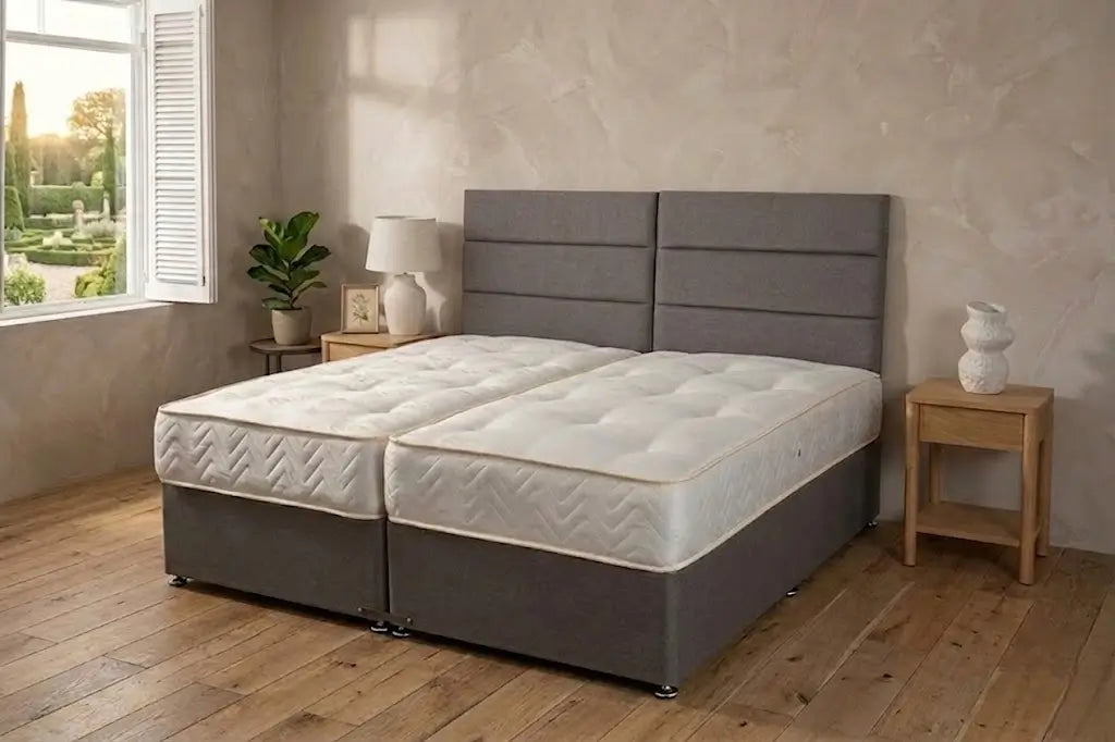 Signature Executive Zip and Link 1000 Pocket Sprung Divan Bed Set - Charcoal Linen