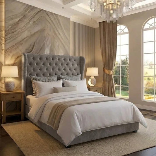 The Harlowe Upholstered Ottoman Bed - Clay Wool
