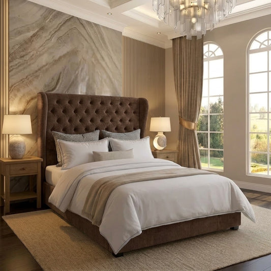The Harlowe Upholstered Ottoman Bed - Mink Naples