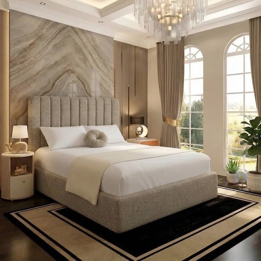 The Madison Upholstered Ottoman Bed - Clay Wool