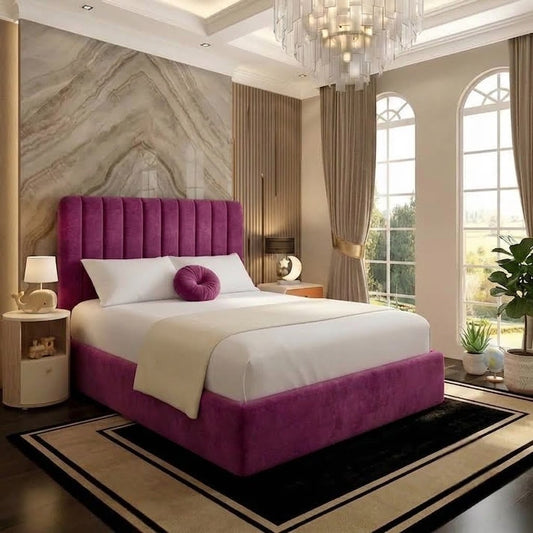 The Madison Upholstered Ottoman Bed - Purple Plush Velvet