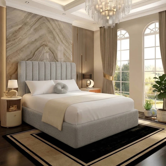 The Madison Upholstered Ottoman Bed - Sage Linen
