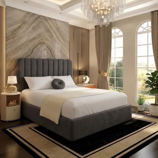 The Madison Upholstered Ottoman Bed - Silver Naples