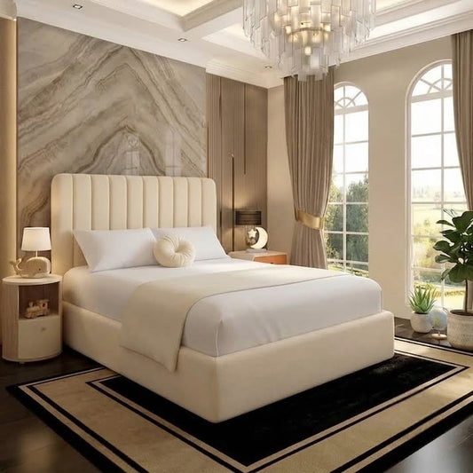 The Madison Upholstered Ottoman Bed - Cream Naples