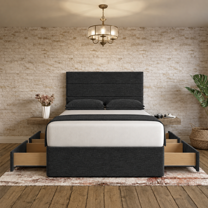 The Vista Divan Bed - Black Chenille