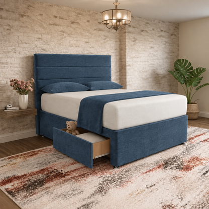 The Vista Divan Bed - Blue Chenille