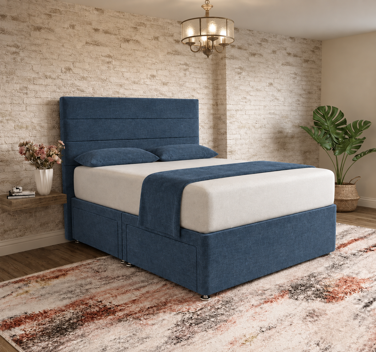 The Vista Divan Bed - Blue Chenille