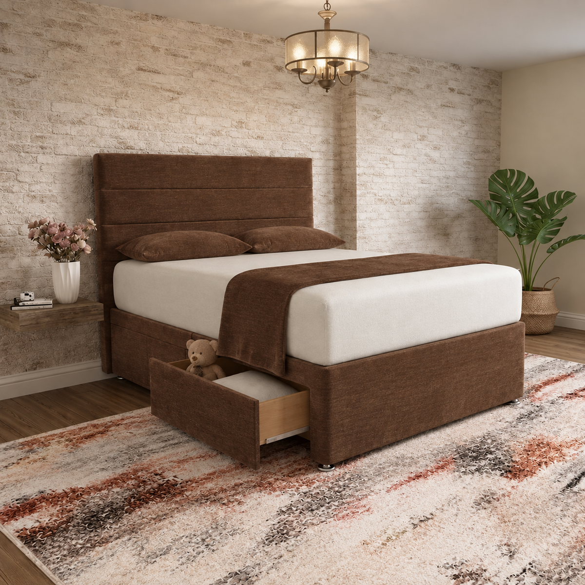 The Vista Divan Bed - Brown Chenille