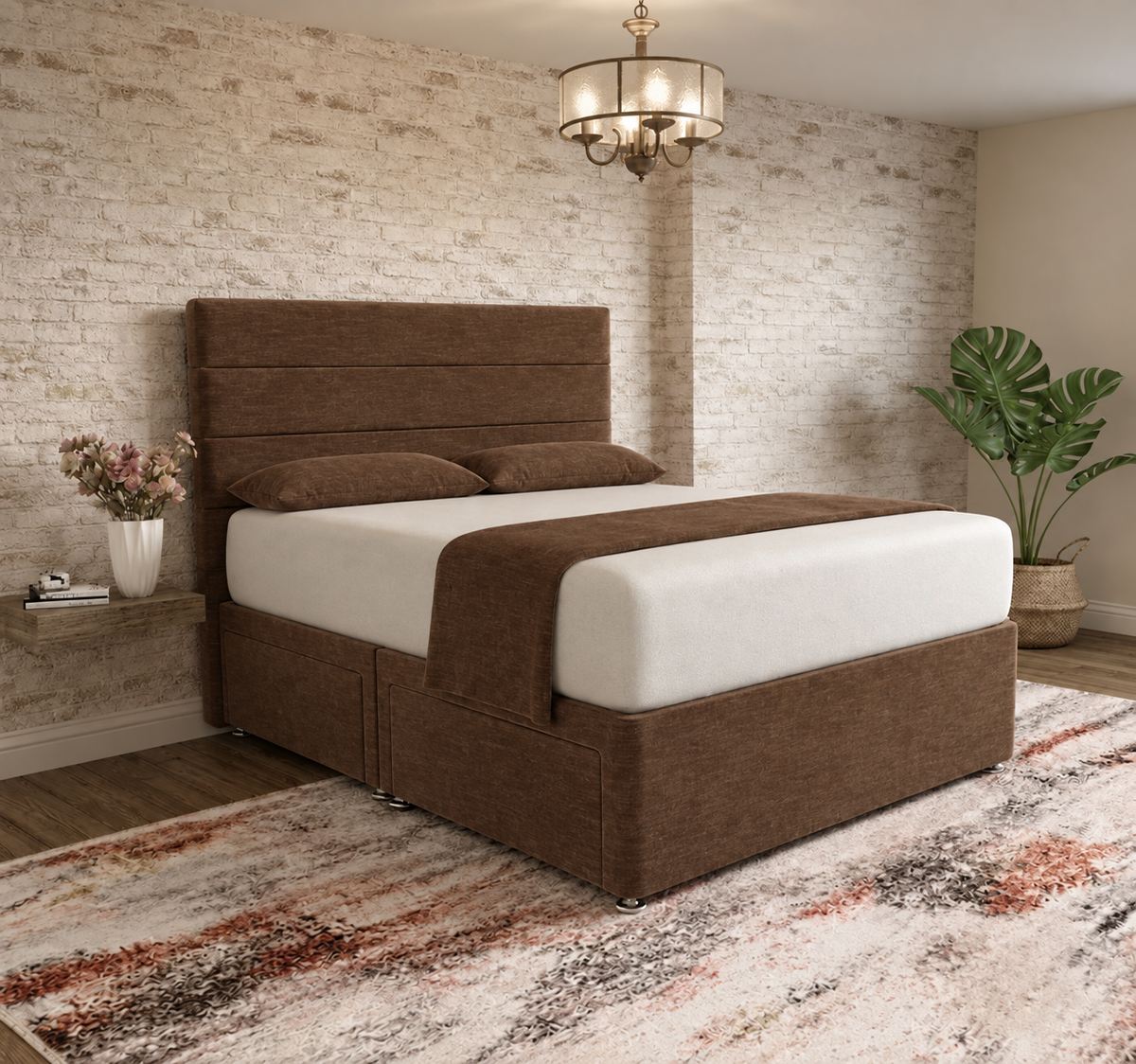 The Vista Divan Bed - Brown Chenille