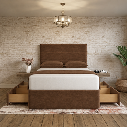 The Vista Divan Bed - Brown Chenille