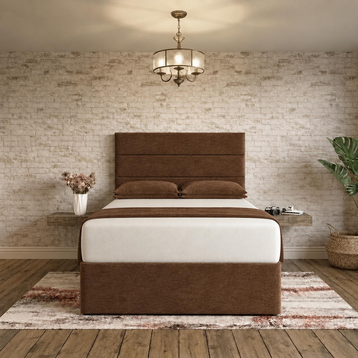 The Vista Divan Bed - Brown Chenille