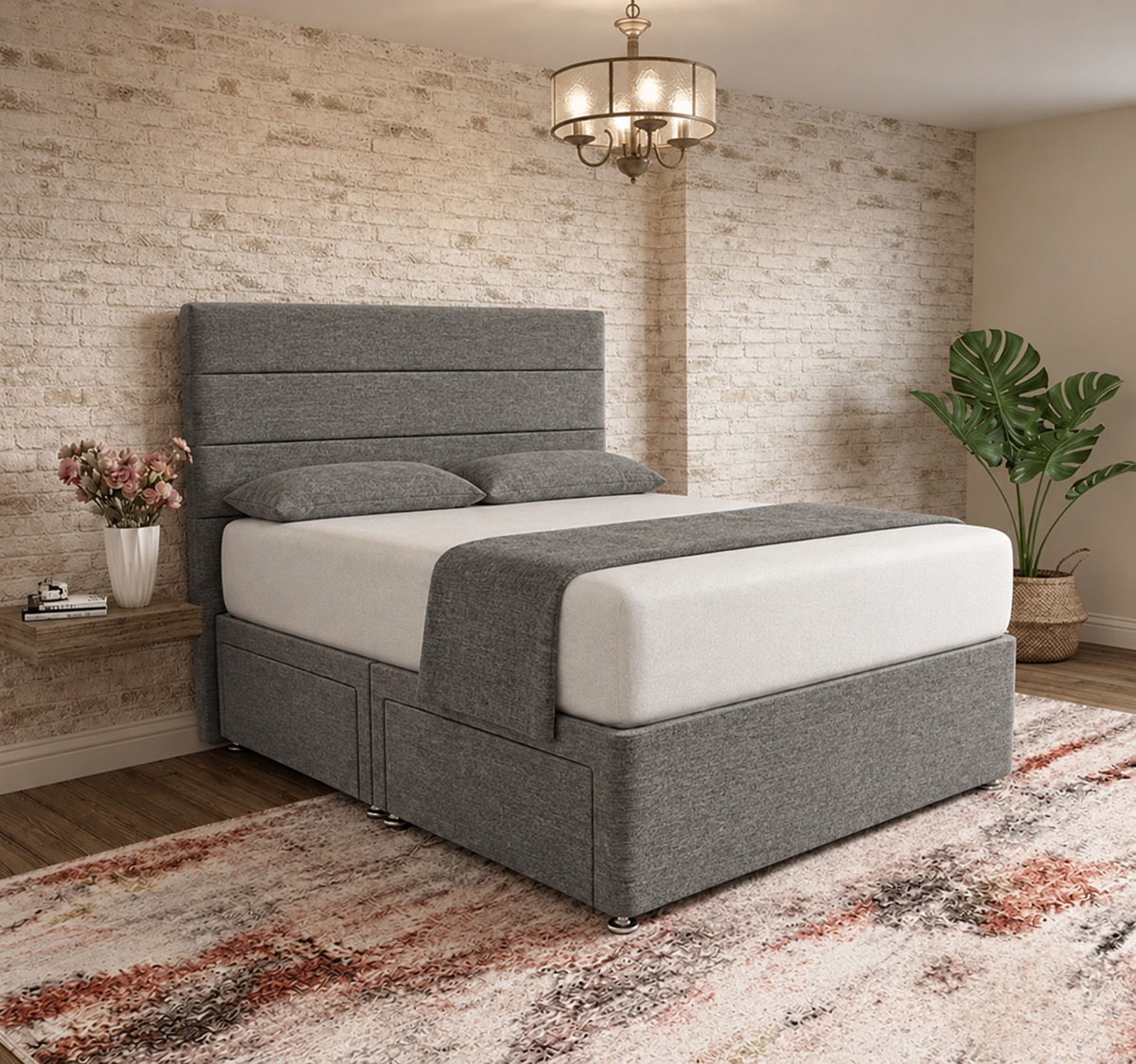 The Vista Divan Bed - Charcoal Chenille