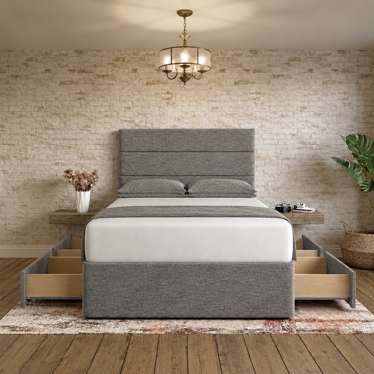 The Vista Divan Bed - Charcoal Chenille