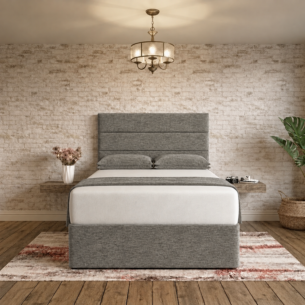 The Vista Divan Bed - Charcoal Chenille