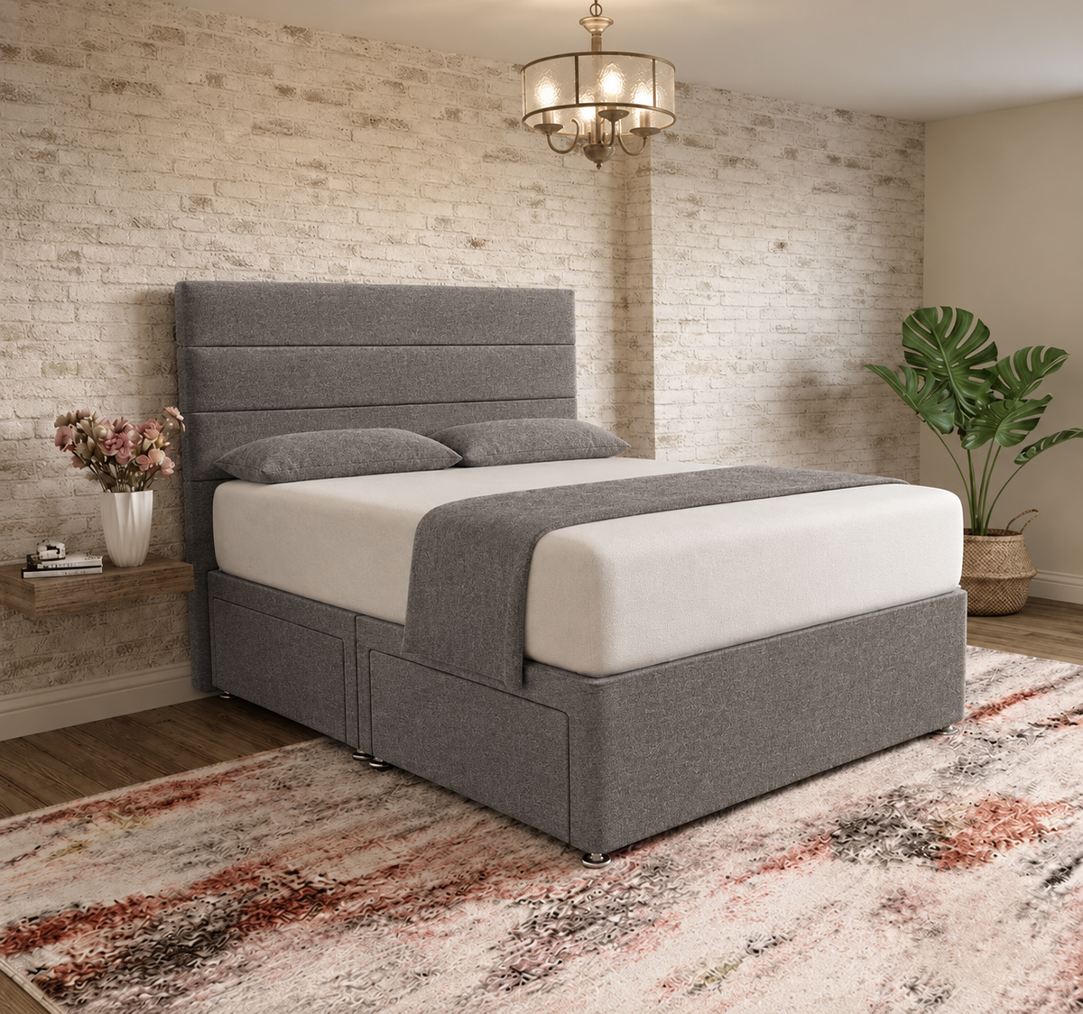 The Vista Divan Bed - Graphite Linen